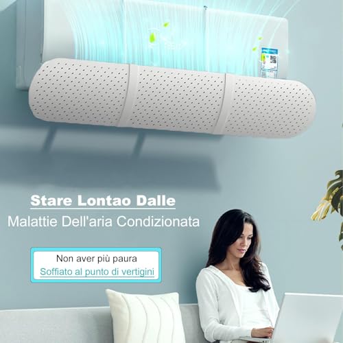 Universal Air Conditioner Deflector, Adjustable Windshield Air Conditioning Shield, Cold/Warm, for Home/Office, Elderly, Baby, Pregnant Women (White)