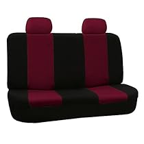 FH GROUP FH-FB050012 Flat Cloth Rear Bench Seat Covers w. 2 Headrest covers Burgundy / Black Color- Fit Most Car, Truck, Suv, or Van