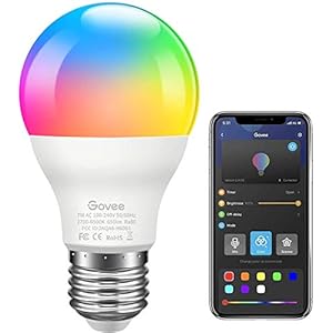Govee LED RGB-lamp, dimbaar 7W E27 RGB + W Sync met muziekkleurwissellamp met APP | Dimbare veelkleurige lampen voor…