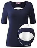 REGNA X Women's 3 STYLES OPEN-BACK Scoop Neck Short Sleeve Workout Tee (S-3XL)