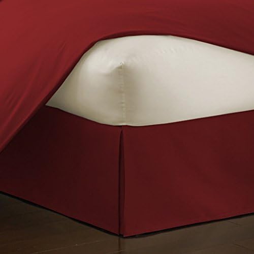 The OuTNet Hotel Collection Bedding 500-Thread-Count 100% Egyptian Cotton Expanded Queen Damask Solid 1pc Bed Skirt With 24" Drop Length, Burgundy