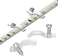 Griver 100 Pack Strip Light Mounting Brackets,Fixing Clips,One-Side Fixing,100 Screws Included (Ideal for 10mm Wide Waterproof Strip Lights)