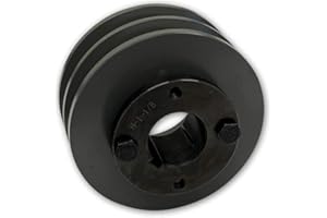 PRO-EDGE INDUSTRIAL PNEUMATICS AND CONTROLS Double Groove 3.95" Cast Iron Electric Motor " H " Pulley/Sheave, Bushing Included, for 3/8" and 1/2" Top Width 3L/A/AK/4L/4LK Section V Belt, 2 Groove (1-1/8" Shaft / 1.125 Bore, 2AK41H)
