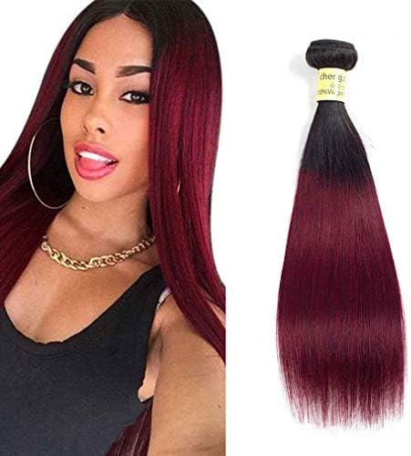 Omber Hair Burgundy Straight Hair 1B99J Brazilian Human Hair Extensions Virgin Hair 100% Human Hair Bundles 8A Grade 10 inch
