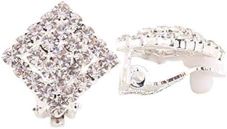 New Design Bridal Rhinestone Crystal Double Square Clip Earrings for Women Elegant Jewelry