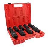 ABN 1/2in Drive 6 Point Spindle Thin Wall Axle Nut Socket 9-Piece Metric Set - 6pt Install, Removal, Repair