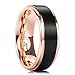 King Will 8MM Black 18k Rose Gold Plated Titanium Ring Mens Matte Brushed Wedding Band Comfort Fit