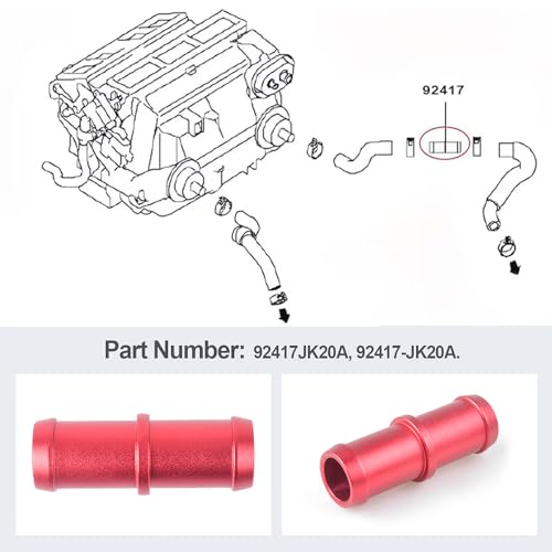 Aluminum Heater Hose Connector Compatible with 370Z Infiniti G35 G37 QX50 Q60 photo 11