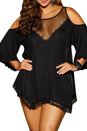 Dellytop Women Sexy Lingerie Plus Size Babydoll Nightgown Off Shoulder See Through Sleepwear Shirt Dellytop Women Sexy Lingerie Plus Size Babydoll Nightgown Off Shoulder See Through Sleepwear Shirt