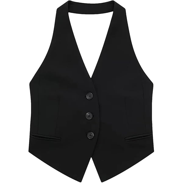 HEYDHSDC Backless Vest For Women Buttons Slim Casual Tops