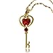 The East Bar Key & Heart Pendant Necklace with Created Red Ruby: 18K Gold Plated Jewelry Gift for Women
