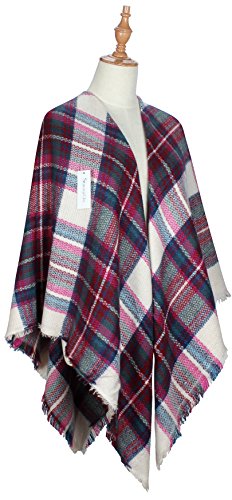 Womens Cozy Blanket Tartan Scarf Wrap Shawl Neck Stole Warm Plaid Checked Pashmina
