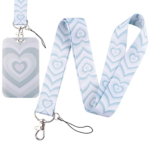 beemorita Lanyard Badge Holder Blue Heart Keychain