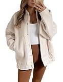 UANEO Women Bomber Jacket Casual Oversized Wool