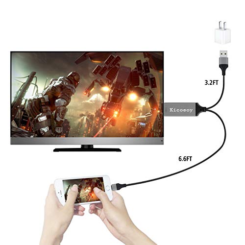 Kicoeoy HDMI Adapter Cable, 6.6ft Digital AV Adapter 1080P HDTV Cord Compatible with Phone X 8 7 6 Plus Pad Pod Phone to HDMI Cable, Plug and Play for TV Projector Monitor