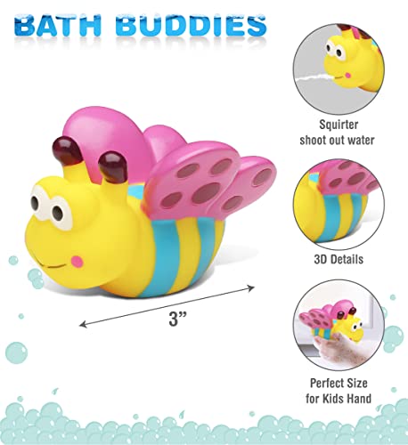 DolliBu Butterfly Bath Buddy Squirter – Floating Colorful Butterfly Rubber Bath Toy Fun Water ...