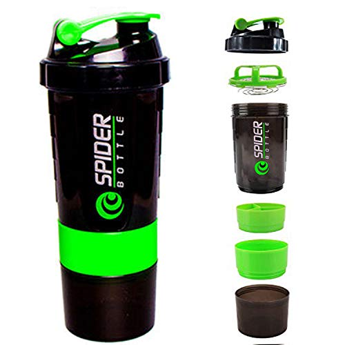 PreeX Spider Protein Shaker Bottle 500ml with 2 Storage
