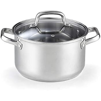 Cook N Home 02609 Lid 5-Quart Stainless Steel Casserole Stockpot, Silver