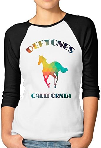 HOHOE Lady's 3/4 Raglan Deftones With Horse Fashion Baseball T-shirt Black XL