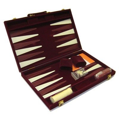 18" Recreational Velvet Backgammon Board Game Case, Burgundy