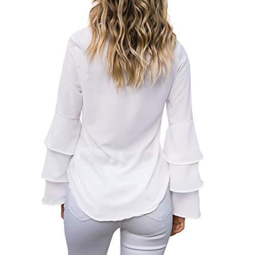 Misaky Women 's Fashion Casual Bell Sleeve Loose Tassel Loose Tops T-Shirt Blouse (WhiteÂ , Large)
