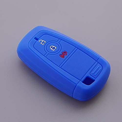 Fricgore - Car Key Cover Protector_Silicone key fob case cover skin hood for ford Explorer EcoSport mondeo edge Taurus Flex Escape Mustang F250 F350 remote protect - (Color Name:Blue)