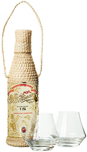 Millonario Solera Reserva Especial 15 Anos mit Geschenkverpackung mit 2 Gläsern Rum (1 x 0.7 l)