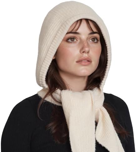 URSFUR Winter Real Mink Fur Hooded Scarf for Women Warm Headscarf