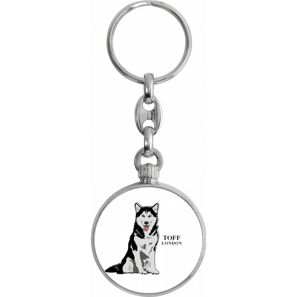 Toff London Black And White Husky Dog Keyring