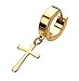 Stainless Steel Cross Dangle Hinged Hoop Huggie Earrings for Men Women 3 Pairs