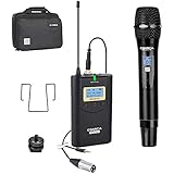 Comica CVM-WM100 H Wireless Handheld Microphone UHF 48 Channels Professional Omnidirectional Handle WIireless Lavalier Microphone for Canon Nikon Sony Panasonic DSLR Cameras and Smartphones