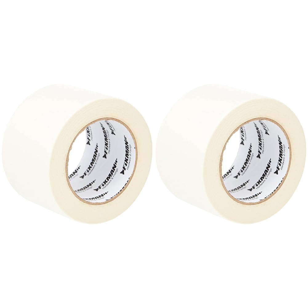FIXMAN 188185 Masking Tape 75 mm x 50m,White (Pack of 2)