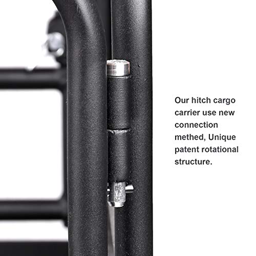 Rear Hitch Cargo Carrier Folding Basket with High Sides 2'' Receivers Rear Foldable Cargo Rack Luggage Basket Trailer Holder - Thumbnail 2