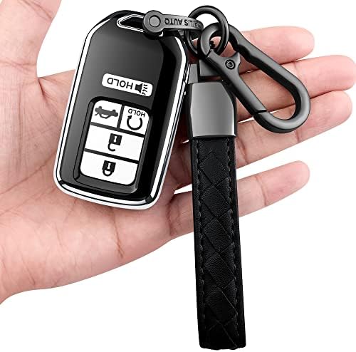 ISaddle For Honda Key Fob Cover - Carbon Fiber Pattern Car Key Fob Protector For Honda Accord Civic CR-V CR-Z HR-V Piolot Ridegeline Antitheft Keyless Remote Entry Holder Smart Key Case/w Keychain