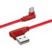 HOTWAV 4 ft Right Angle USB Cable Nylon Braided Ideal for Playing Games USB 90 Degree Cable Compatible with Android Phones,Power Bank and Other Micro Devices. (red) primary