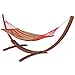 Best Choice Products Wood Curved Arc Hammock Stand w/ Cotton Hammock for Outdoor, Garden, Patio - Multicolor