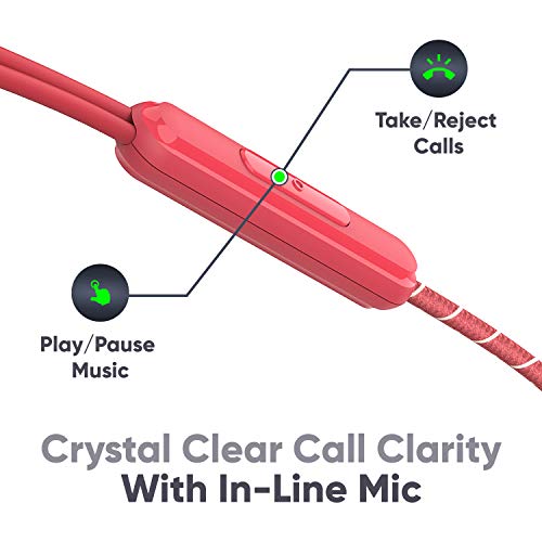 Mivi Rock and Roll W1 Wired Earphones with HD Sound and Powerful Bass with Mic-Red