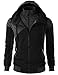 H2H Mens Hoodie Zip-Up Double Zipper Closer With Two Tone Color BLACK US S/Asia M (KMOHOL076)
