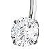 COOLSTEELANDBEYOND Surgical Steel Belly Button Ring Body Jewelry Piercing Navel Ring Barbells Double Cubic Zirconia