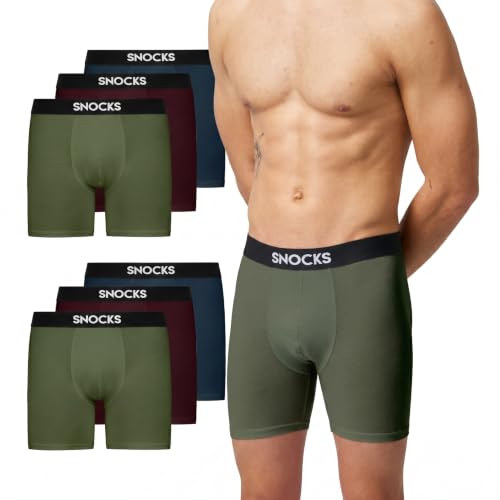 Snocks Pack of 6 Men's Underwear Soft Organic Cotton – Men's Underwear Men's Boxer Shorts Without Tag Annoying – Boxer Man Pack Boxer Briefs Men Comfortable