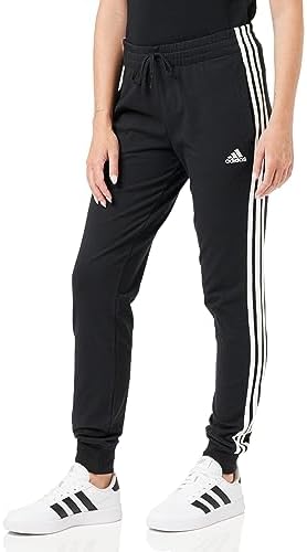 Adidas Women Essentials Single Jersey 3-Stripes Joggers Black - Main Image