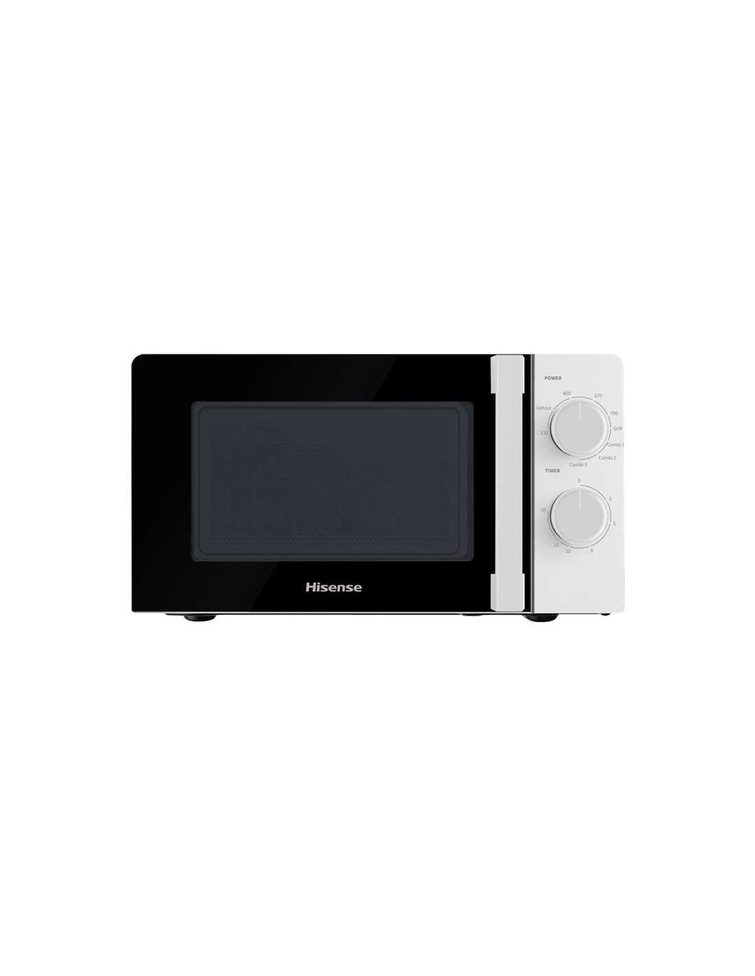 Hisense H20MOWS1HG โ Microwave, 20 L Capacity, 700 W Power, 900 W Grill, 5 Levels, 30 Min Timer, Defrost Mode, Handle, White Finish