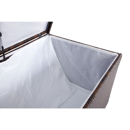 OUTFLEXX Kissenbox aus Polyrattan 204x94x75cm in braun marmoriert – Bild 3