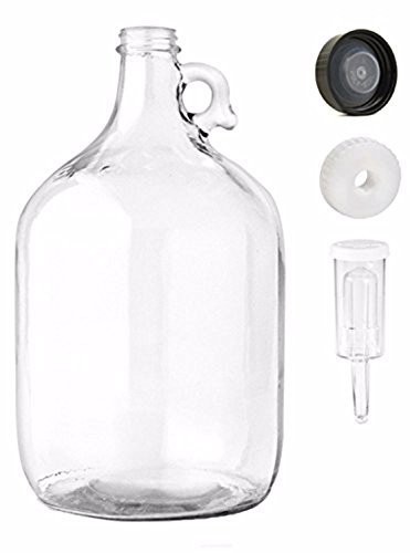 Home Brew Ohio One gal Glass Jug With Econolock, Polyseal Lid, 38 mm Screw Cap With Hole