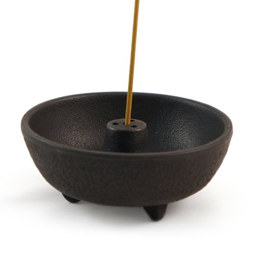 Iwachu Japanese Cast Iron Incense Holder Fountain in Black 3 Holes