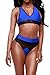 Pink Queen Women's Back Zip Mesh Spicy High-Waist Racer Bikini Swimwear