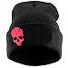 LOKIDVE Men Women Winter Embroideried Cuff Beanie Hat Knit Skull Cap-Skull Red