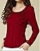 C2U Women Pullover Elegant Wave Flouncing Long Sleeve Chiffon Shirt,XX-Large,Wine Red