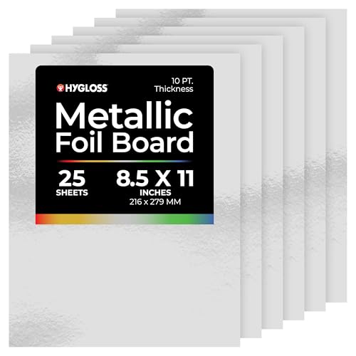 Hygloss Blatt Silber, Products Metallic-Folientafel, 21,6 x 27,9 cm, silberfarben, 25 Stück, Papier