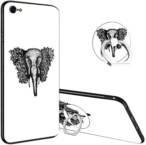 iPhone 6s Plus Case,ELEPHANTE iPhone 6 Plus Tempered Glass Back Cases with Finger Ring Stand for Girl/Boys,360°Rotatable Ring Holder Kickstand Fashoin Soft TPU Case for iPhone 6/6s Plus